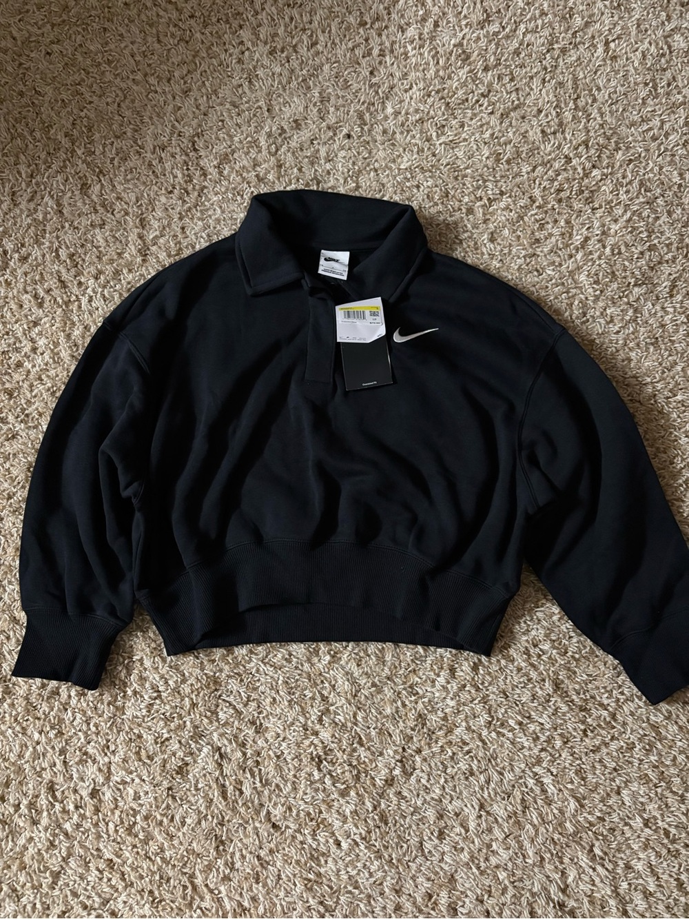 Nike Women’s Black Cropped Polo-Neck Sweatshirt